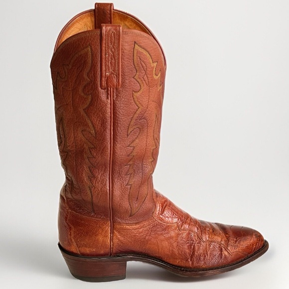 Lucchese 1883 Western Cowboy Boots Mens Brown Ostrich Leg Leather Size 9 Wide main image 9